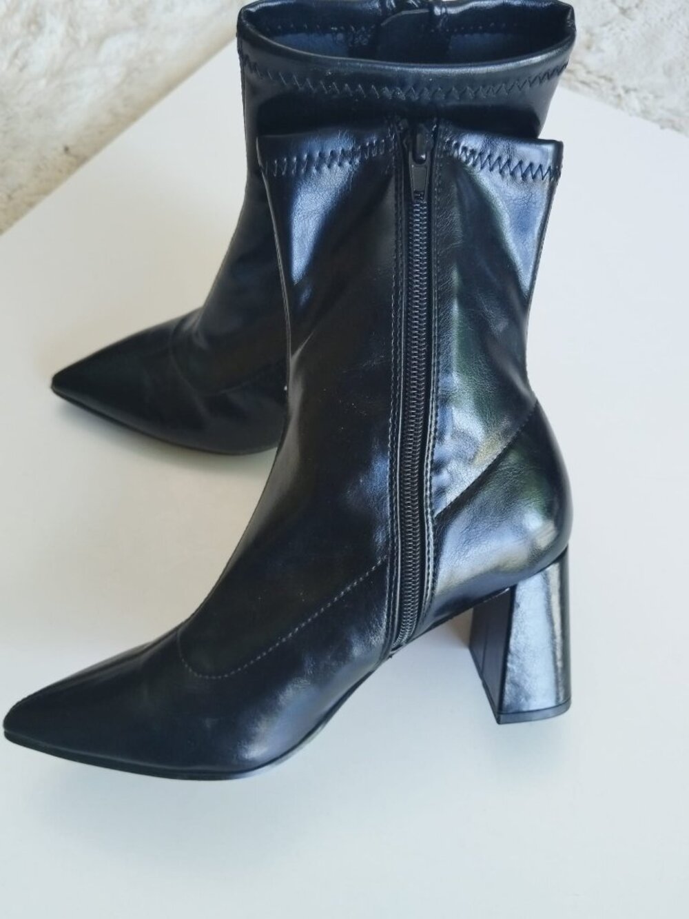 Call It Spring  Vegan Leather Pointed Toe Ankle Boots Block Heel Women's Size 6